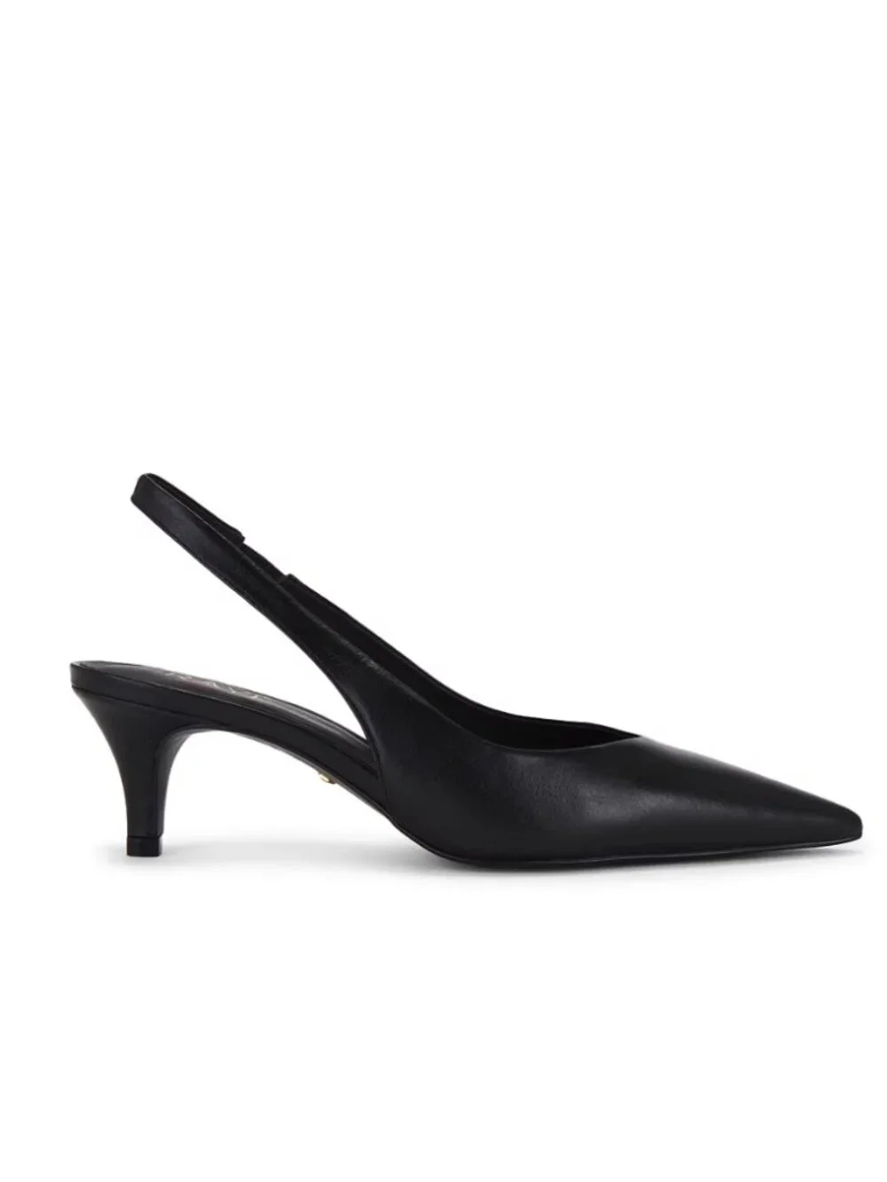 RAYE Black Leather Pointed Slingback Heels